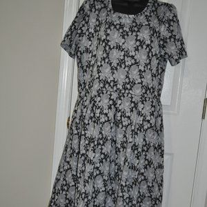 Lularoe Amelia Dress Black & Gray Floral Pattern